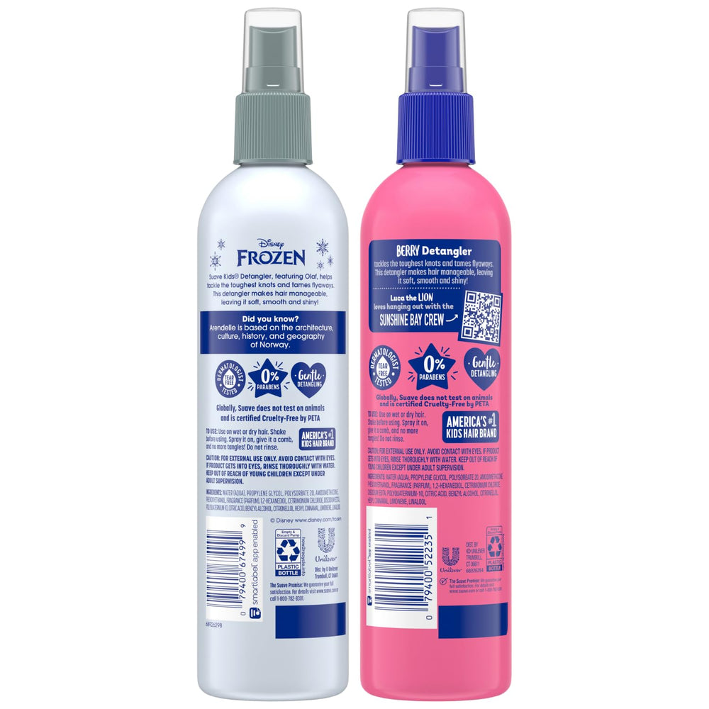 Suave Detangler Berry Awesome spray helps quick tangle relief in kids hair