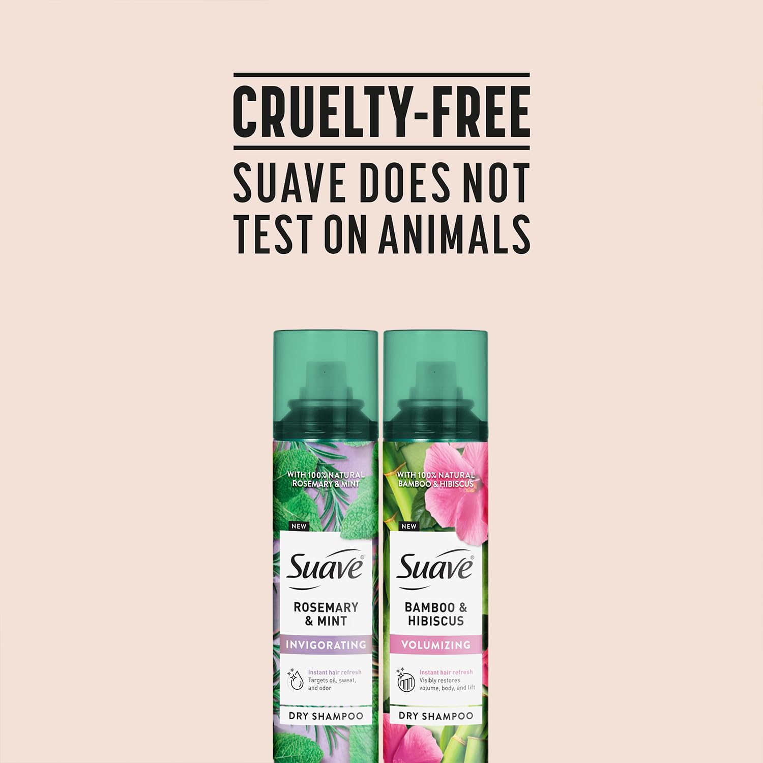 Lifestyle shot of Suave dry shampoo for fast, convenient hair refresh on the go