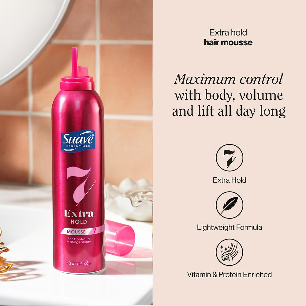 Suave Extra Hold Mousse for curly-hair gives defined yet soft curls.