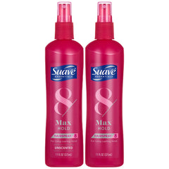 Suave Hairspray Max Hold unscented bottle offers all-day hold