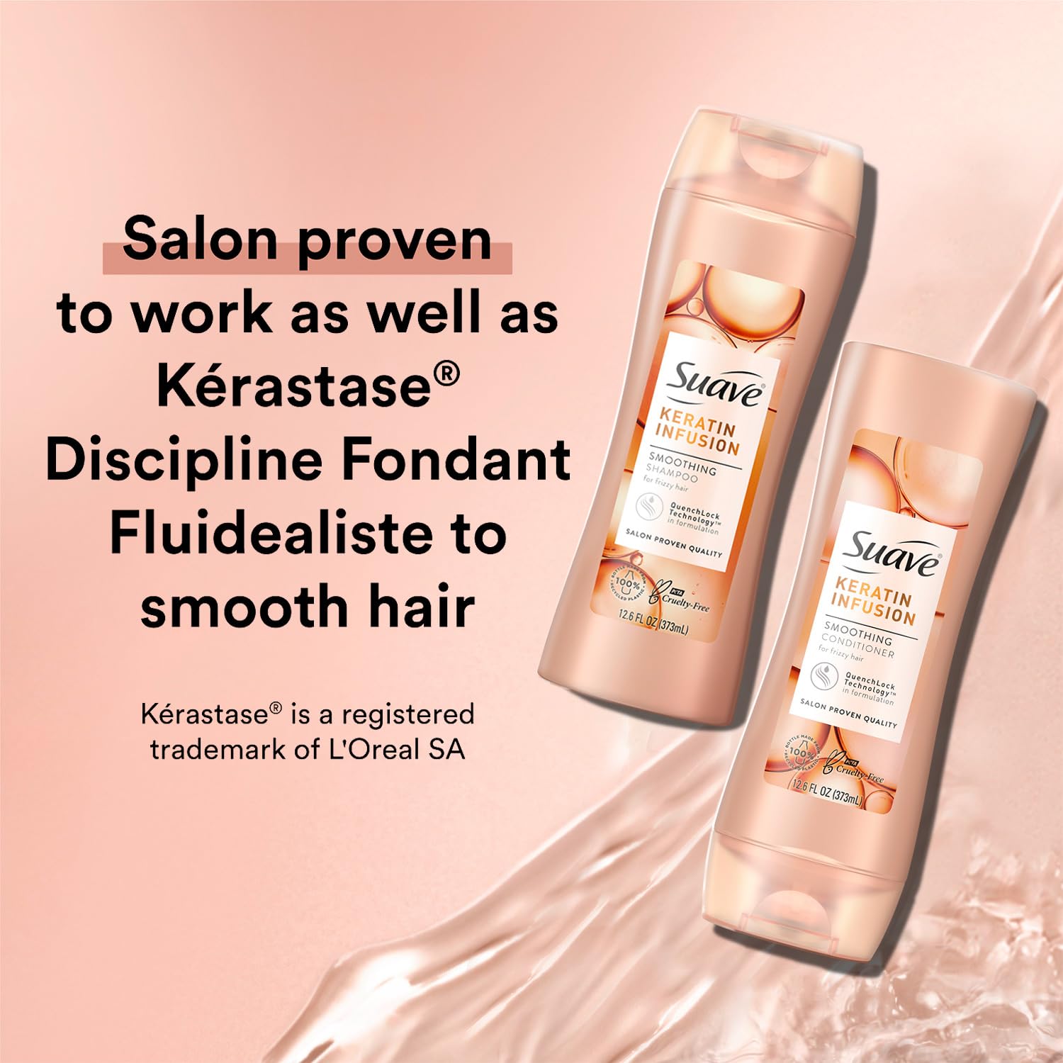 Suave Keratin Infusion Conditioner bottle pour detangling and softness