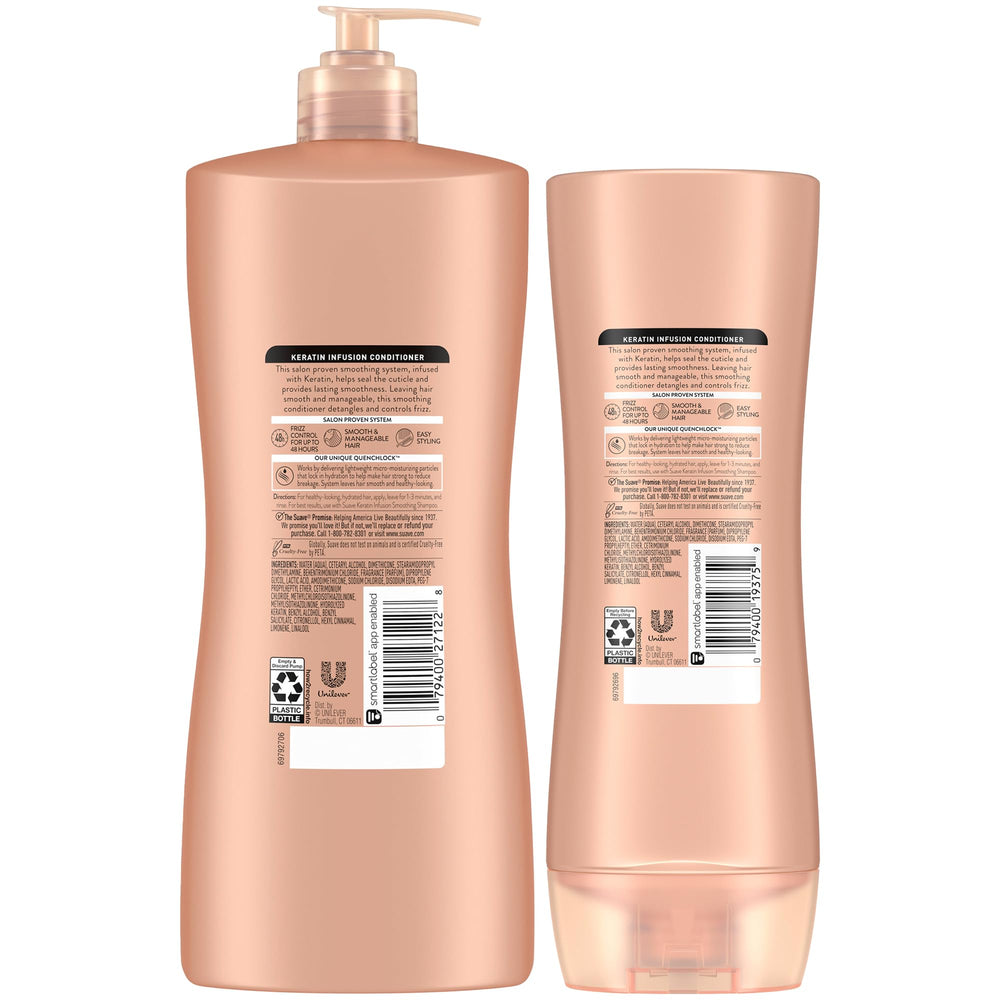 Suave Keratin Infusion conditioner pump bottle for shared bathrooms and easy, mess-free dispensing.