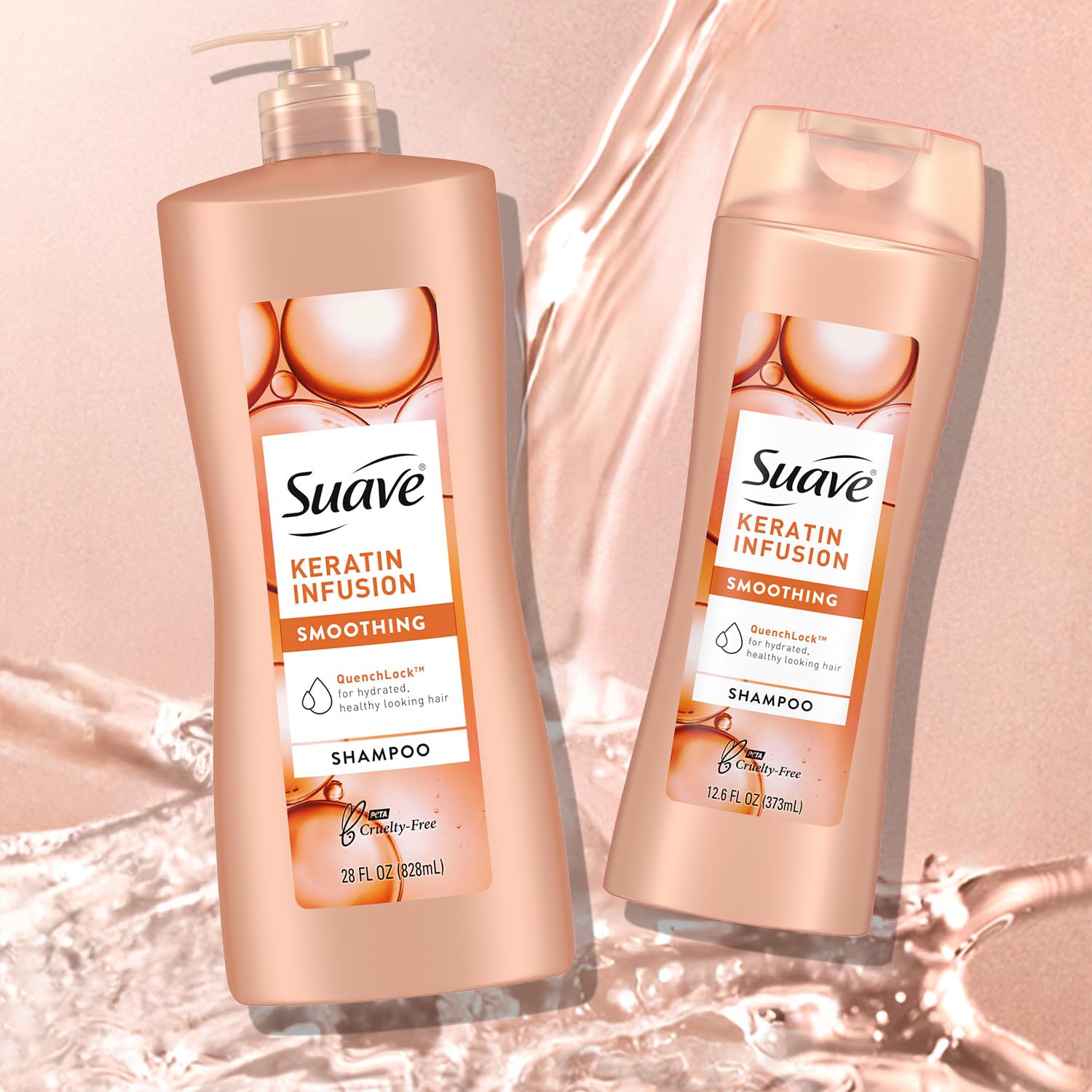 Suave Keratin Infusion Shampoo lather close-up – silky foam for gentle cleansing