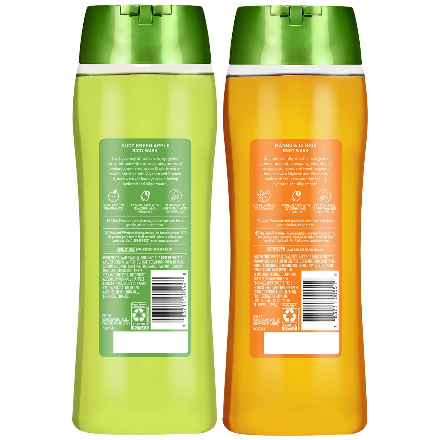 Suave bottles on bathroom shelf evoking fresh scented routine