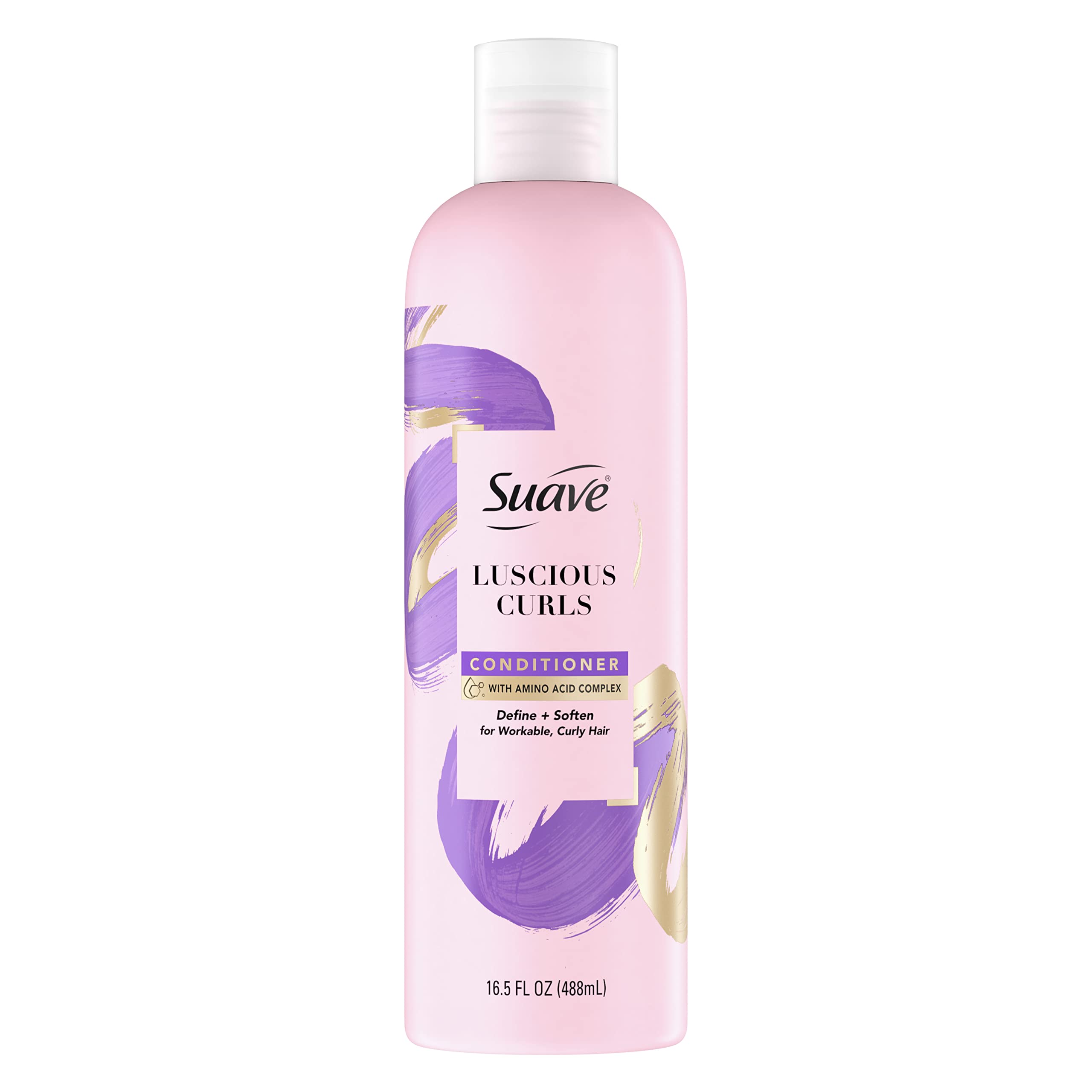 Suave Luscious Curls Conditioner pump-dispense enables easy, even application for styling prep.