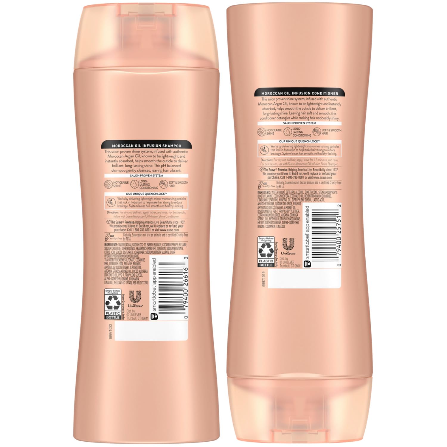 Suave Moroccan Oil Infusion hair resilience closeup highlights stronger-feeling strands.