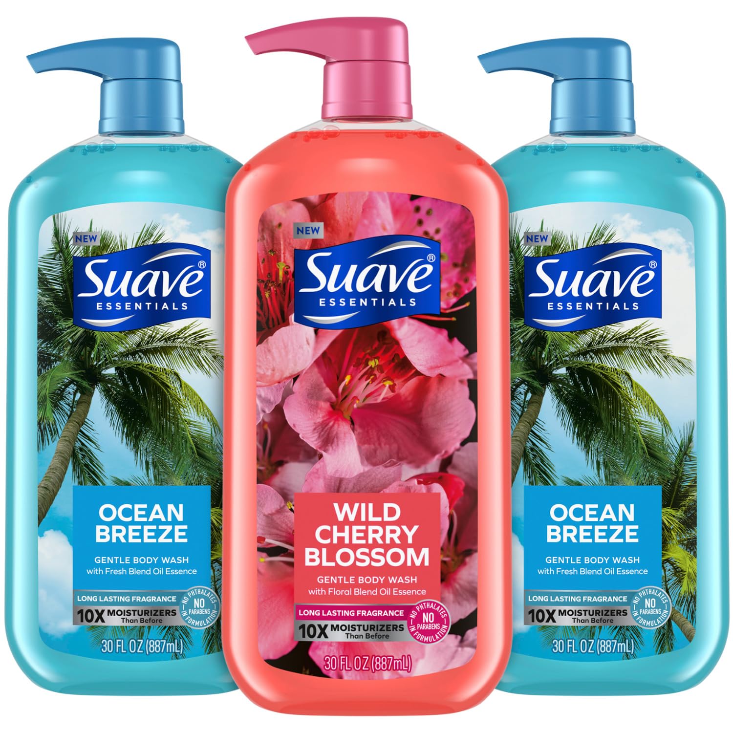 Suave Ocean Breeze bottle for a refreshing shower ritual