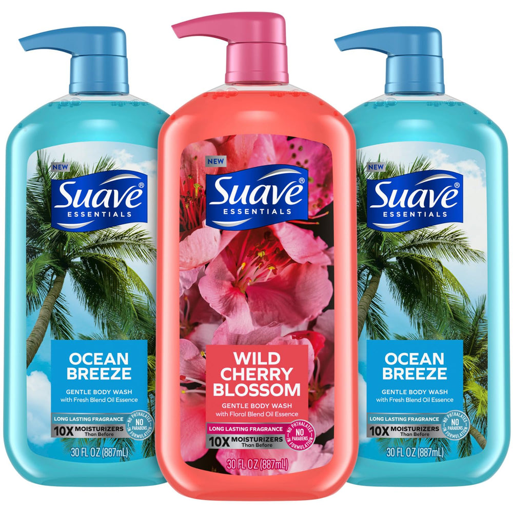 Suave Ocean Breeze bottle for a refreshing shower ritual