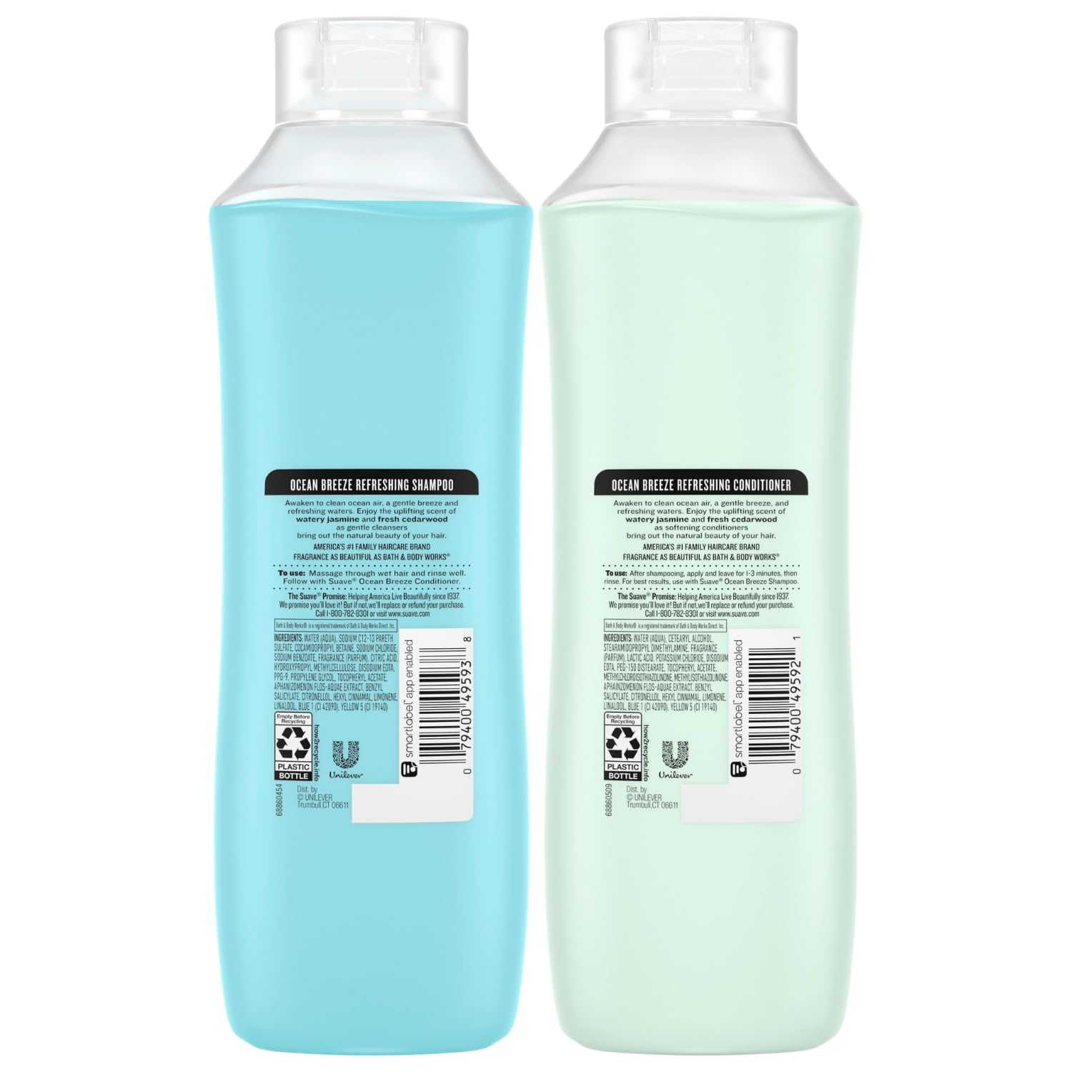 Suave Ocean Breeze sea algae extract and vitamin E - nourishing ingredients visual for hair care