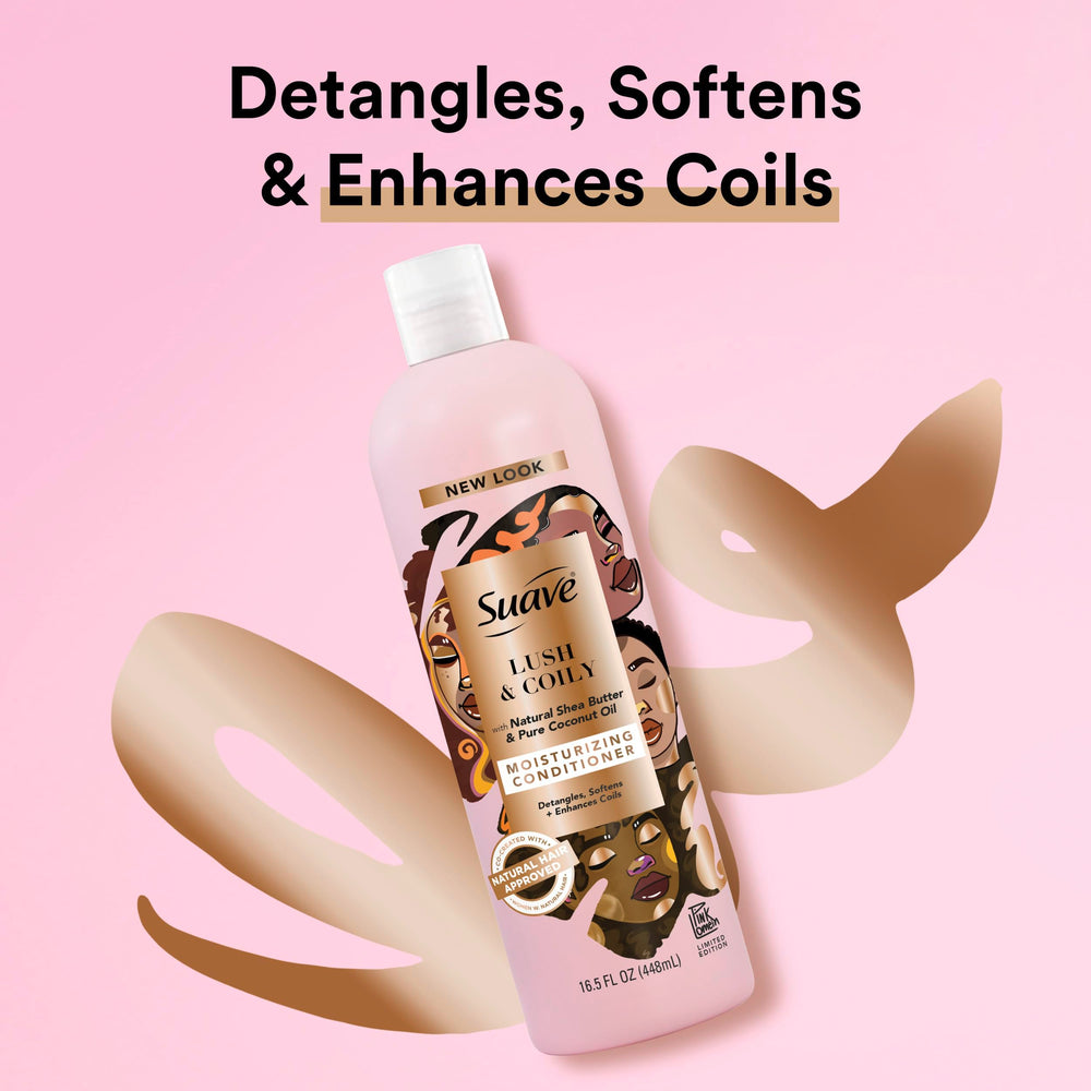 Suave Professionals shea butter coconut conditioner texture close-up for deep moisture.