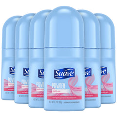 Suave roll-on deodorant women powder fresh 6-pack for daylong freshness.