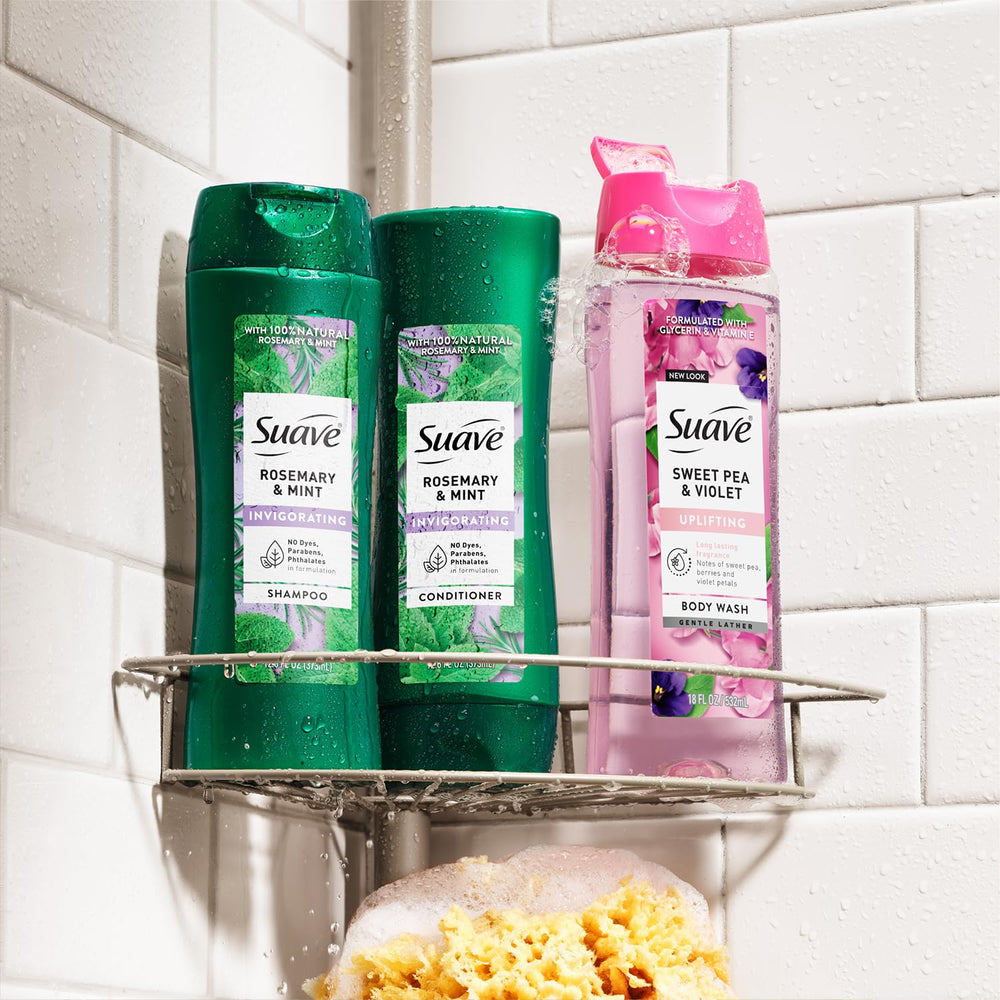 Shampoo and conditioner displayed on sink for easy daily routine