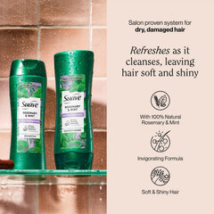 Suave Rosemary & Mint conditioner 12oz bottle offering smooth, hydrated hair
