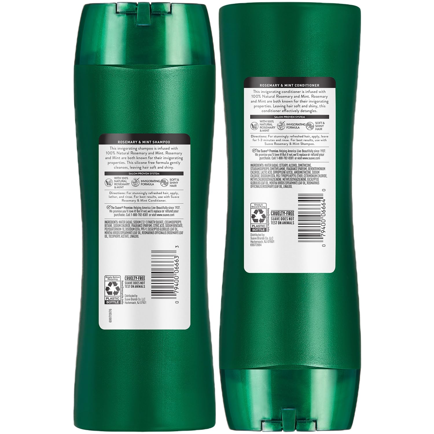 Cruelty-free logo visible on Suave Rosemary & Mint packaging