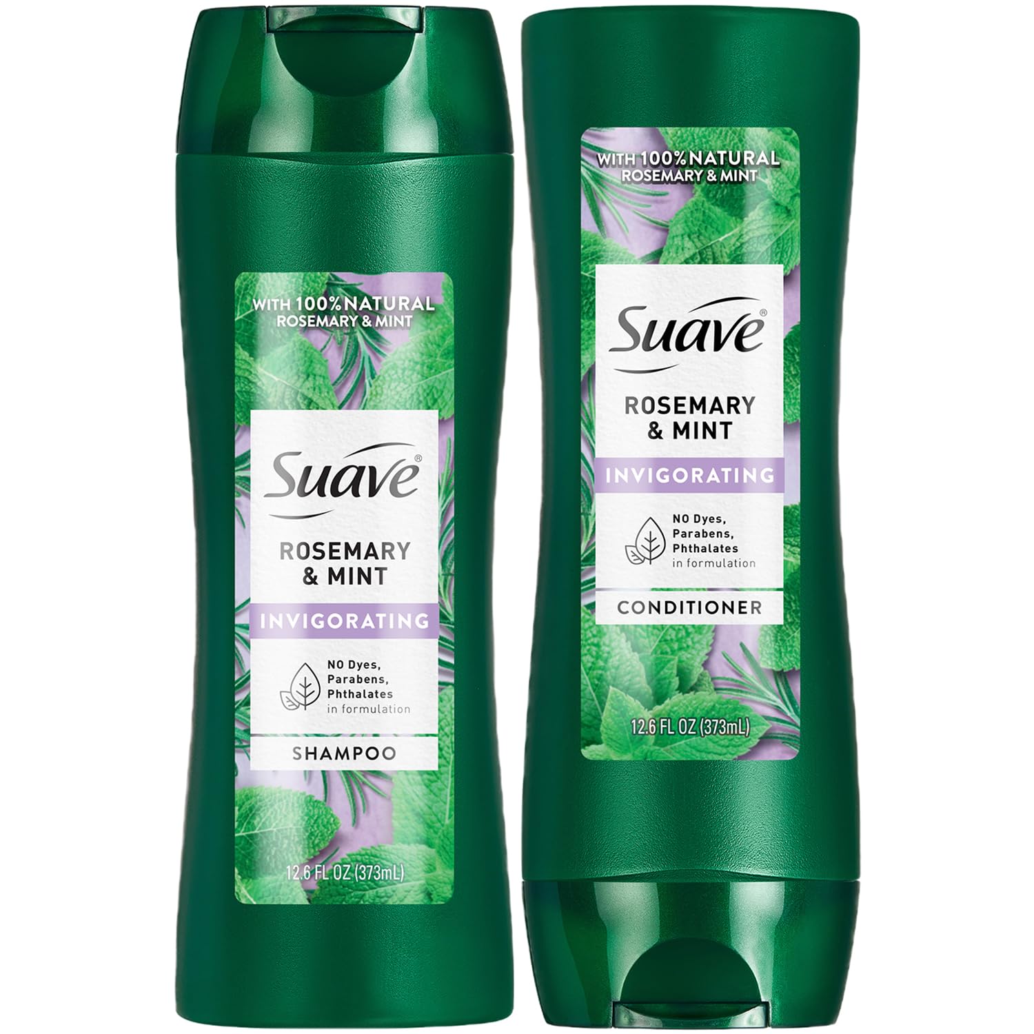 Suave Rosemary & Mint shampoo 12oz bottle with invigorating scent for refreshing cleanse