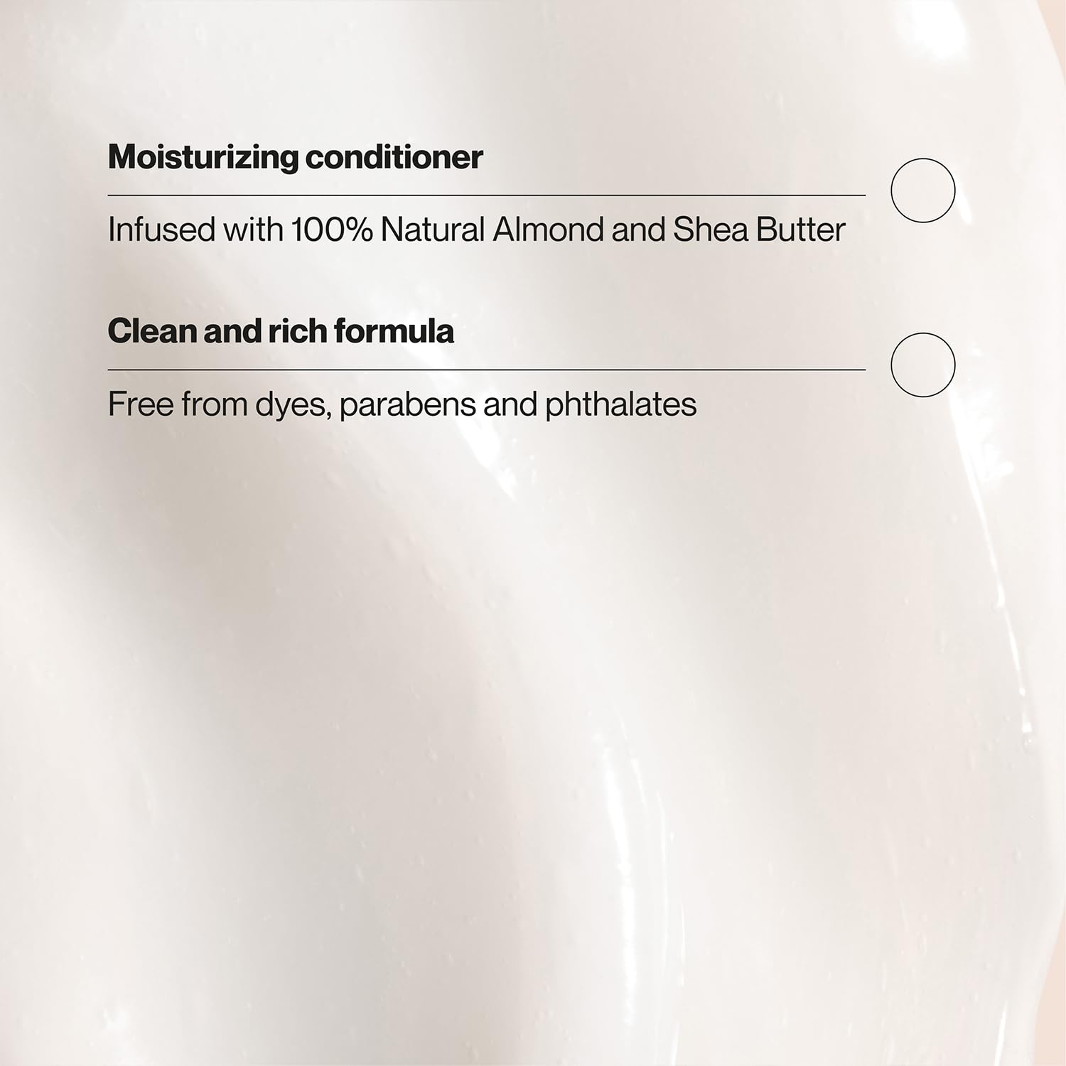 Shea butter texture swatch shows rich, creamy conditioning.