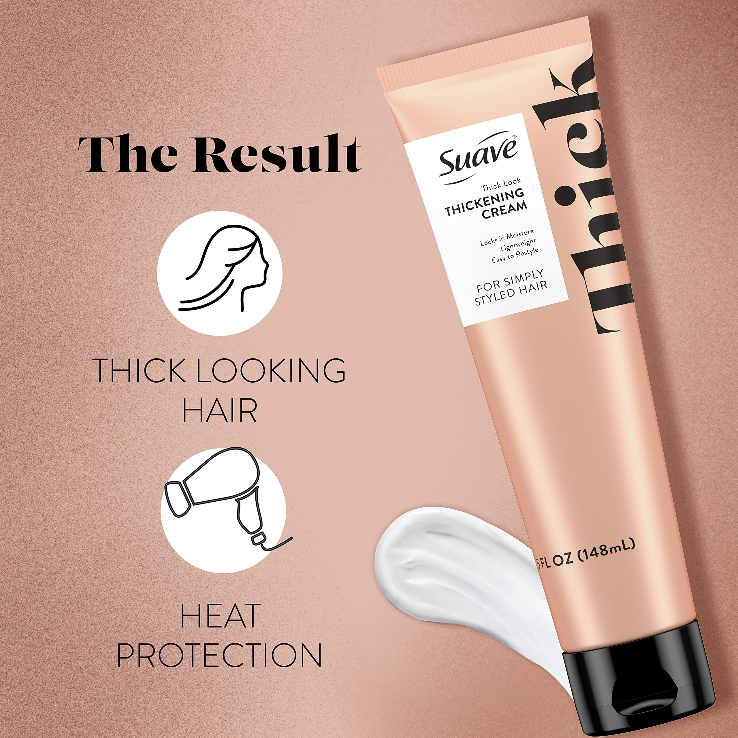 Before and after look with thicker hair using Suave Simply Styled cream