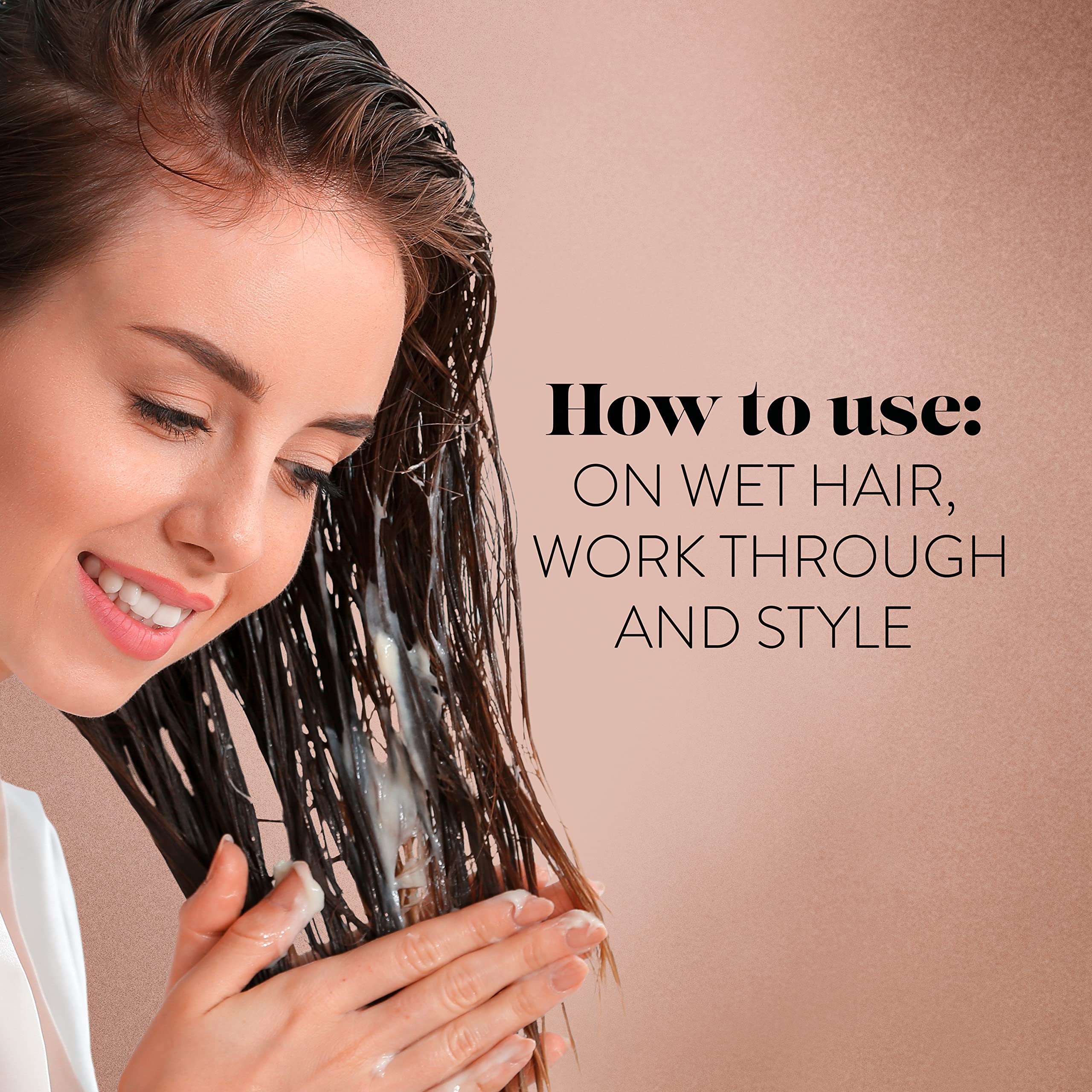 Applying Suave heat protectant during heat styling