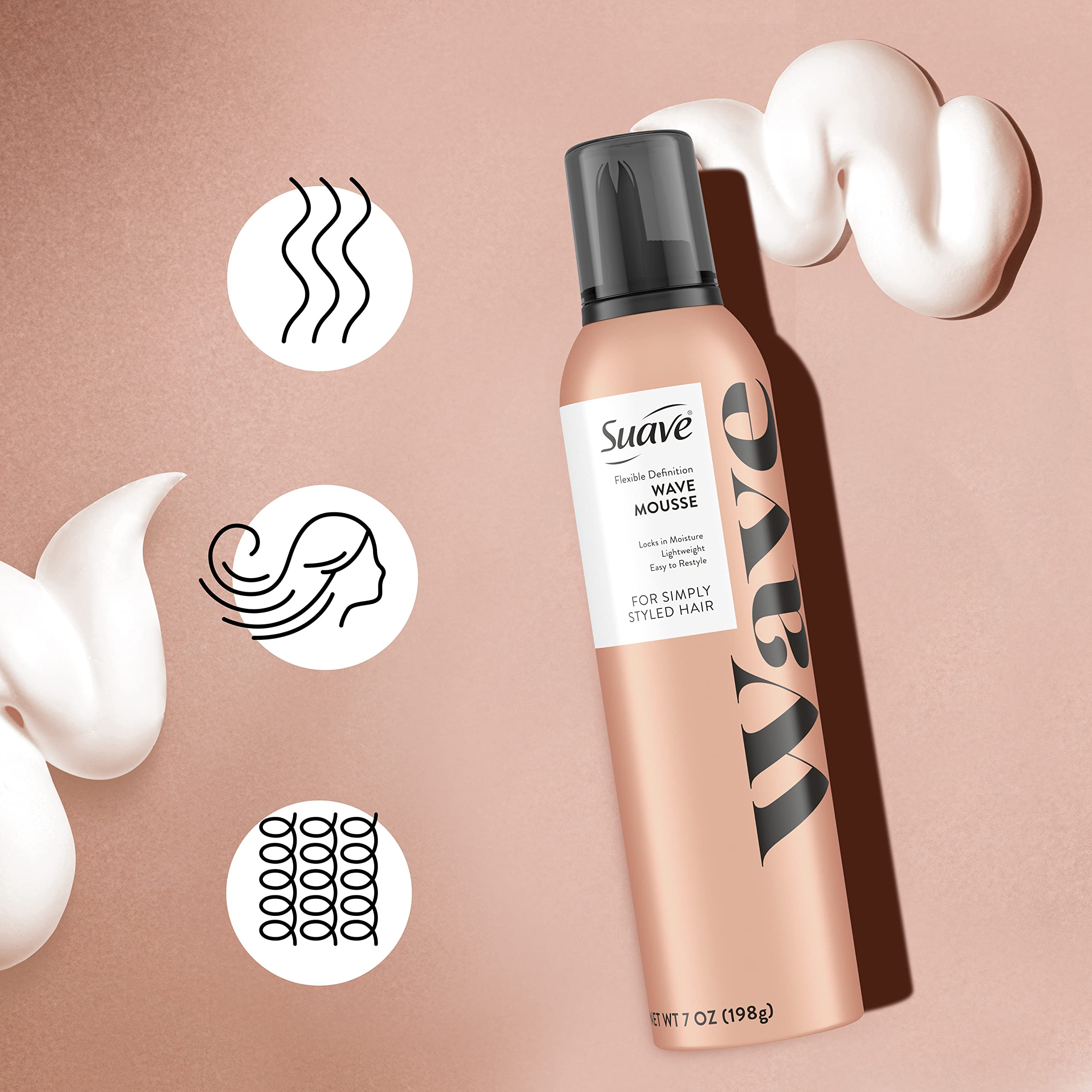 Suave Simply Styled Wave Mousse provides clear directions for quick styling.
