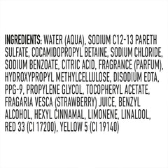 Suave Sun-Ripened Strawberry Shampoo fragrance hints at lasting strawberry and red peach notes.