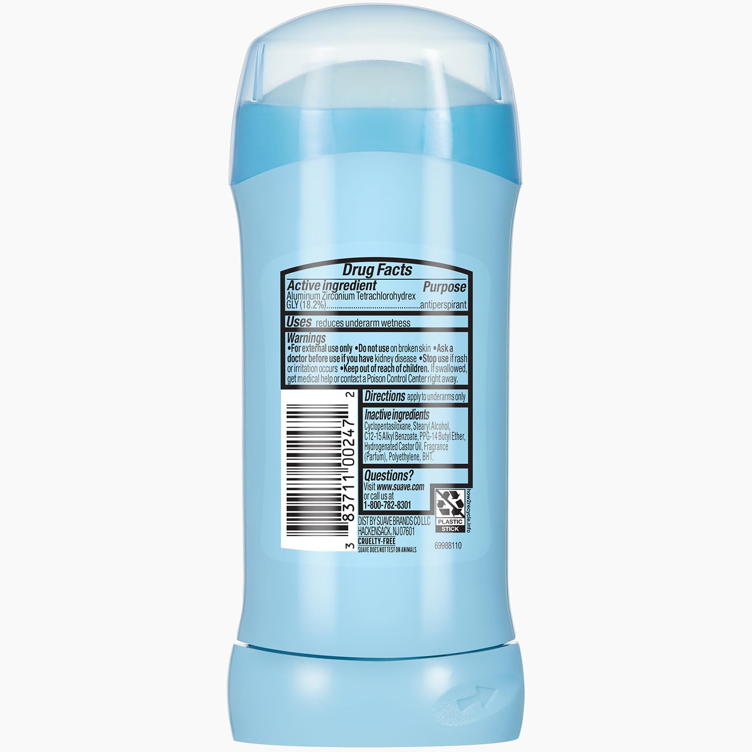 Suave Sweet Pea & Violet deodorant stick applying on skin for comfort.