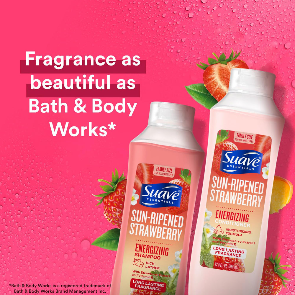 Suave Tropical Coconut conditioner bottle provides soft, manageable hair.
