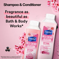 Cherry blossom extract illustration; evokes gentle, natural skin conditioning.