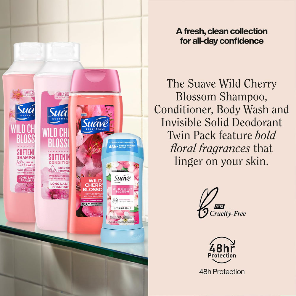 Suave Wild Cherry Conditioner bottle; nourishes and smooths hair.