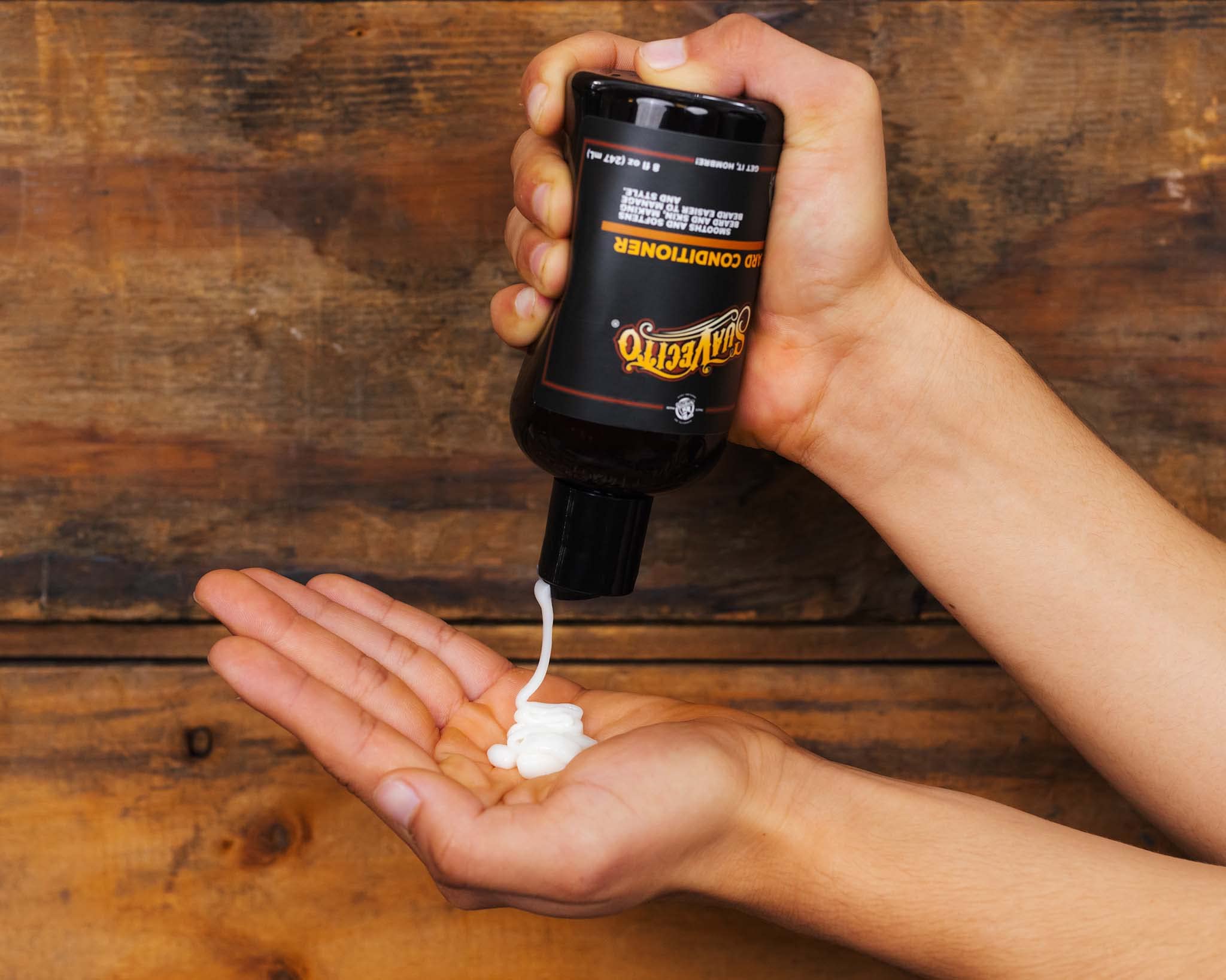 Suavecito beard conditioner ingredients: avocado oil, shea butter, olive oil for smoothing.