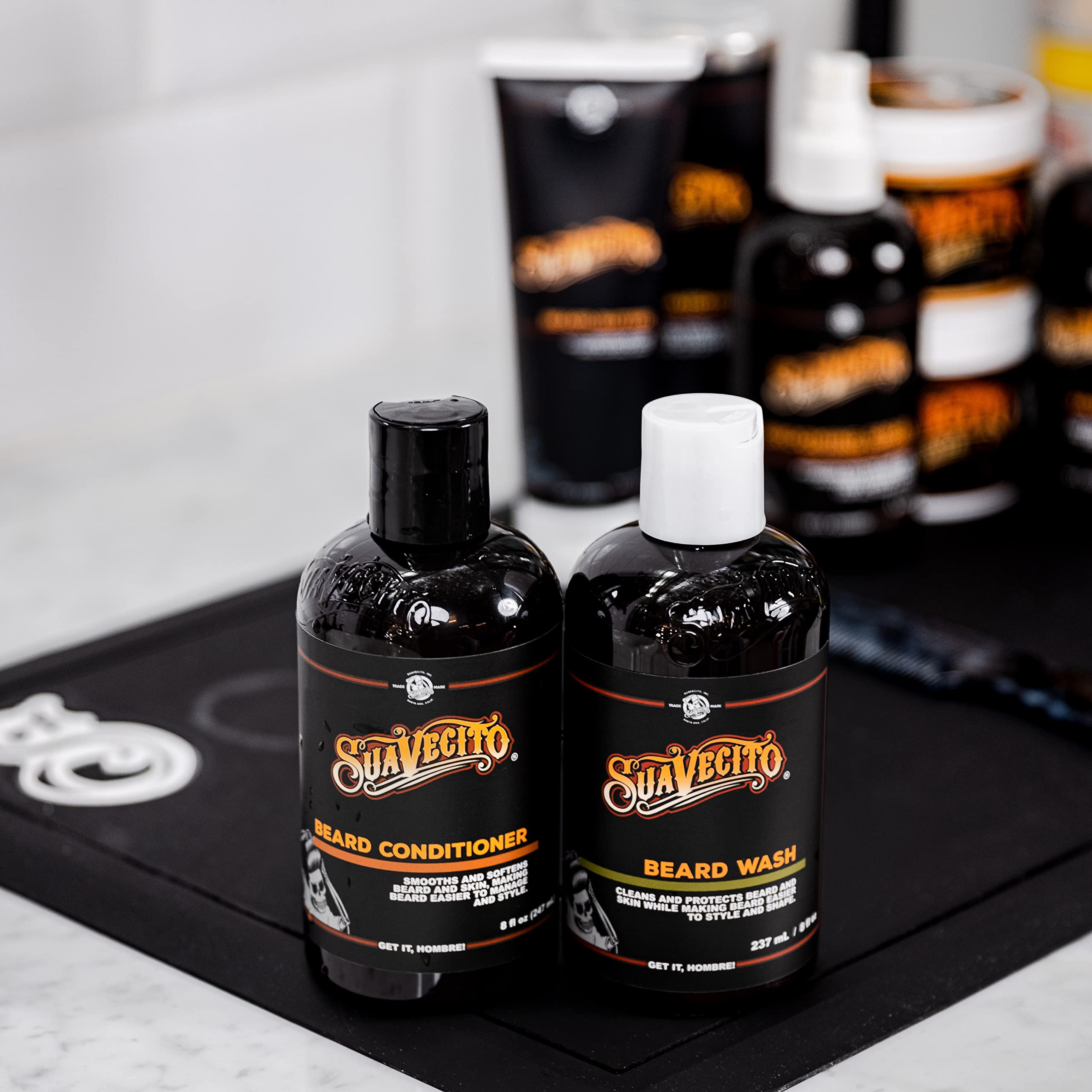 Suavecito Beard Conditioner creamy formula enhances manageability and shine.