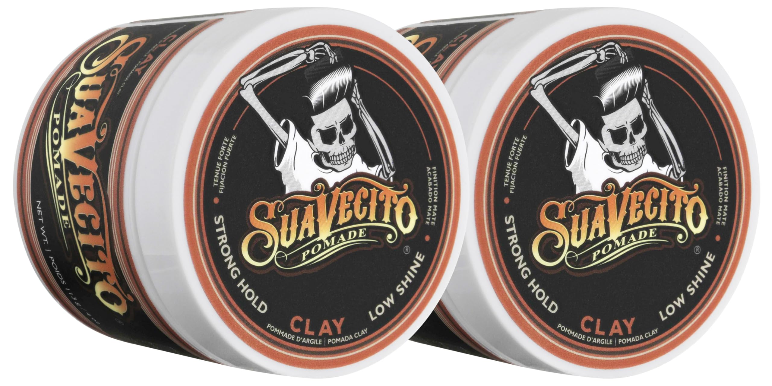 Suavecito Firme Clay 2Pack front view showing matte finish and packaging