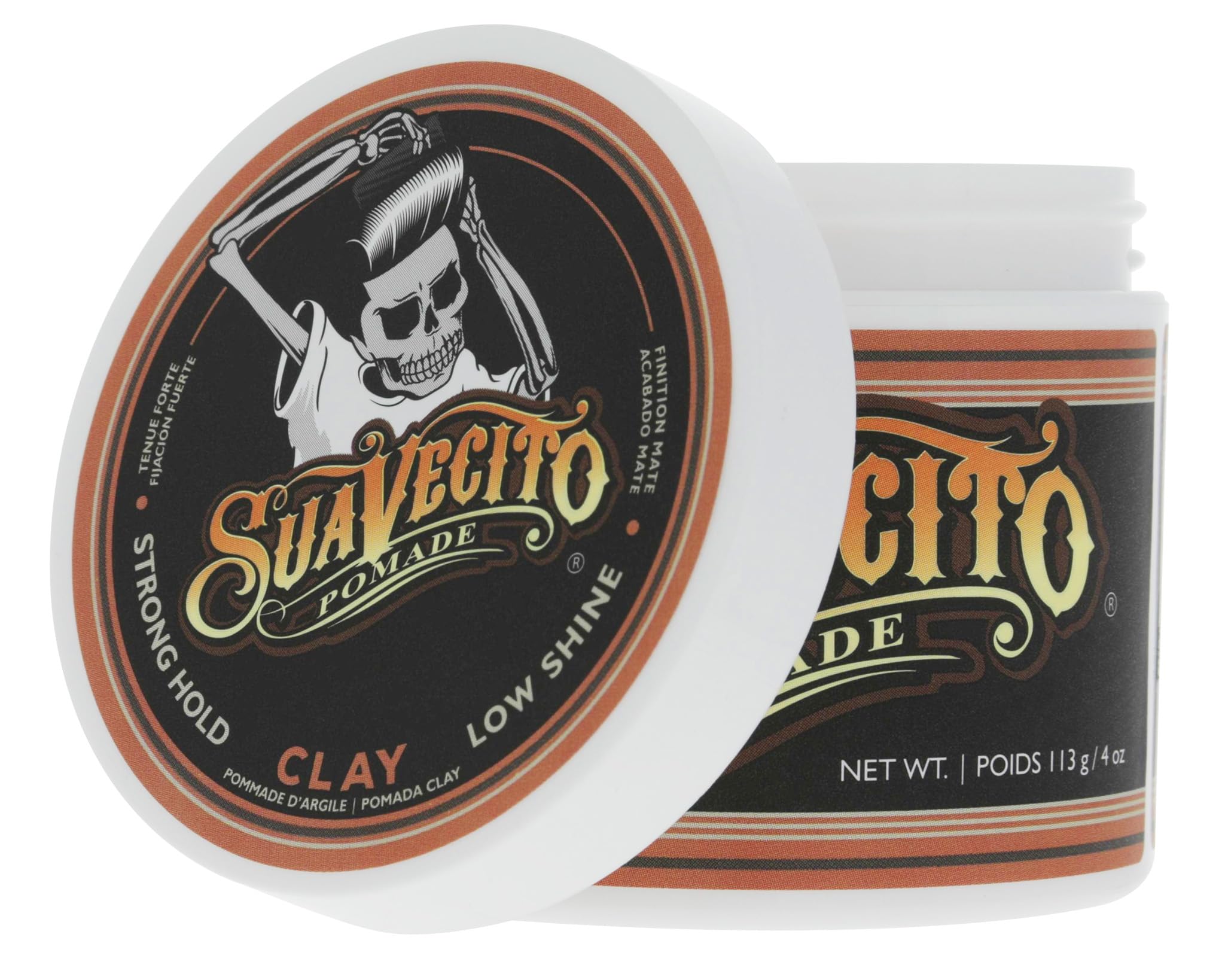 Suavecito Firme Clay showcased in daily grooming routine.