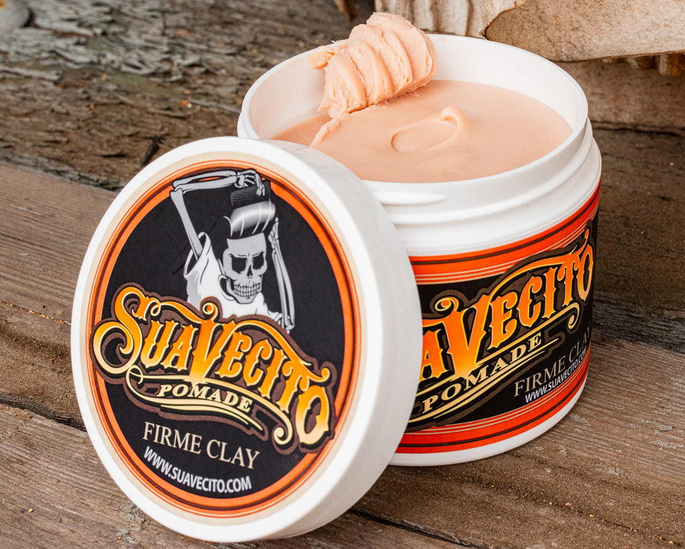Suavecito Firme Clay natural-texture look for versatile, matte style that lasts.