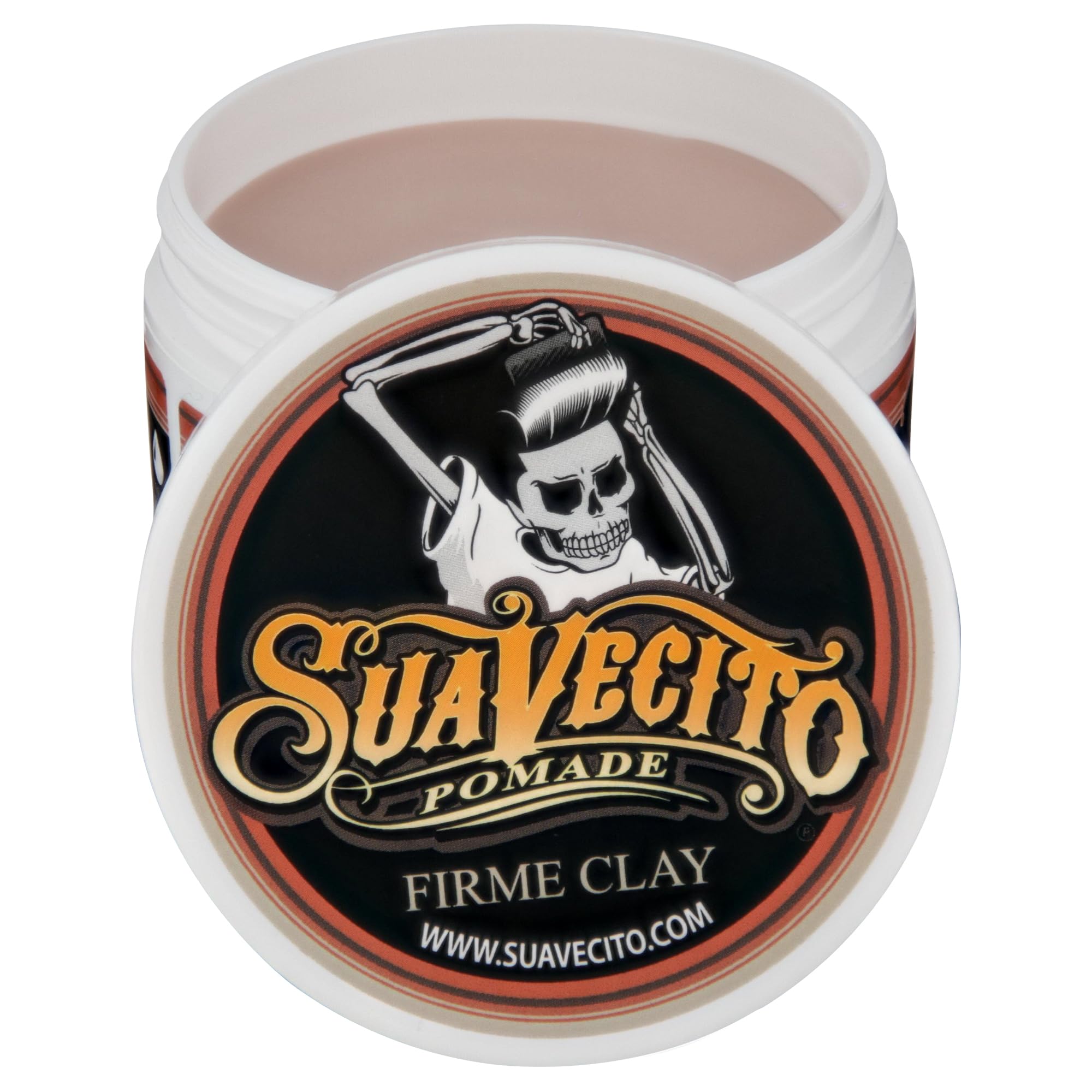 Suavecito Firme Clay strong-hold demo shows defined shape without stiffness.