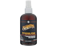 Suavecito Grooming Spray bottle with classic barber scent offering strong hold for all hair types.