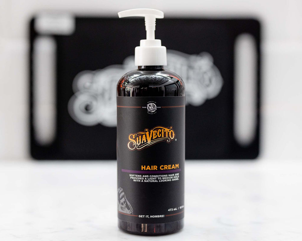 Suavecito Hair Cream all-day-soft-hold sustains style without crunch.
