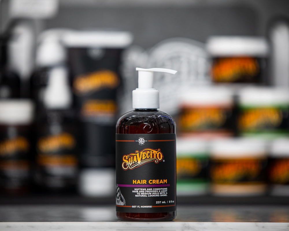Suavecito Hair Cream barbershop scent and packaging