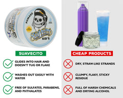 Suavecito Kids pomade bottle close-up highlighting lightweight hold