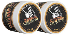 Suavecito Pomade Firme Hold pack front shows strong hold for all-day styling.