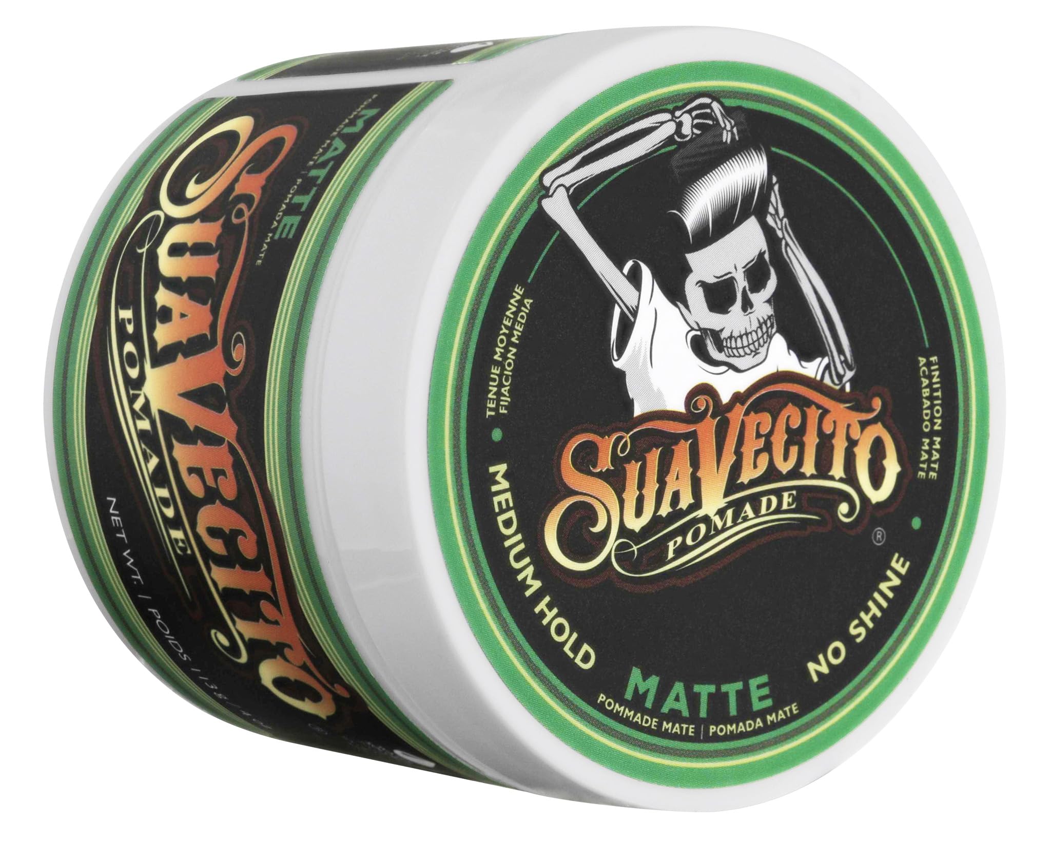 Suavecito Pomade Matte application close-up demonstrates easy glide for effortless styling