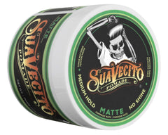 Suavecito Pomade Matte application close-up demonstrates easy glide for effortless styling