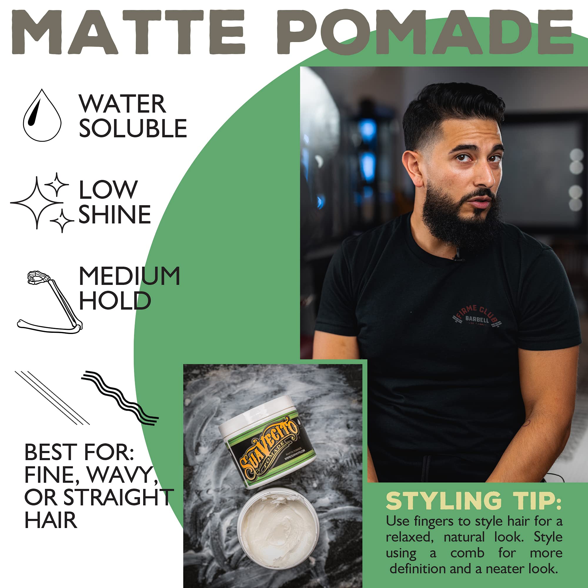 Suavecito Pomade Matte creamy texture enabling effortless styling