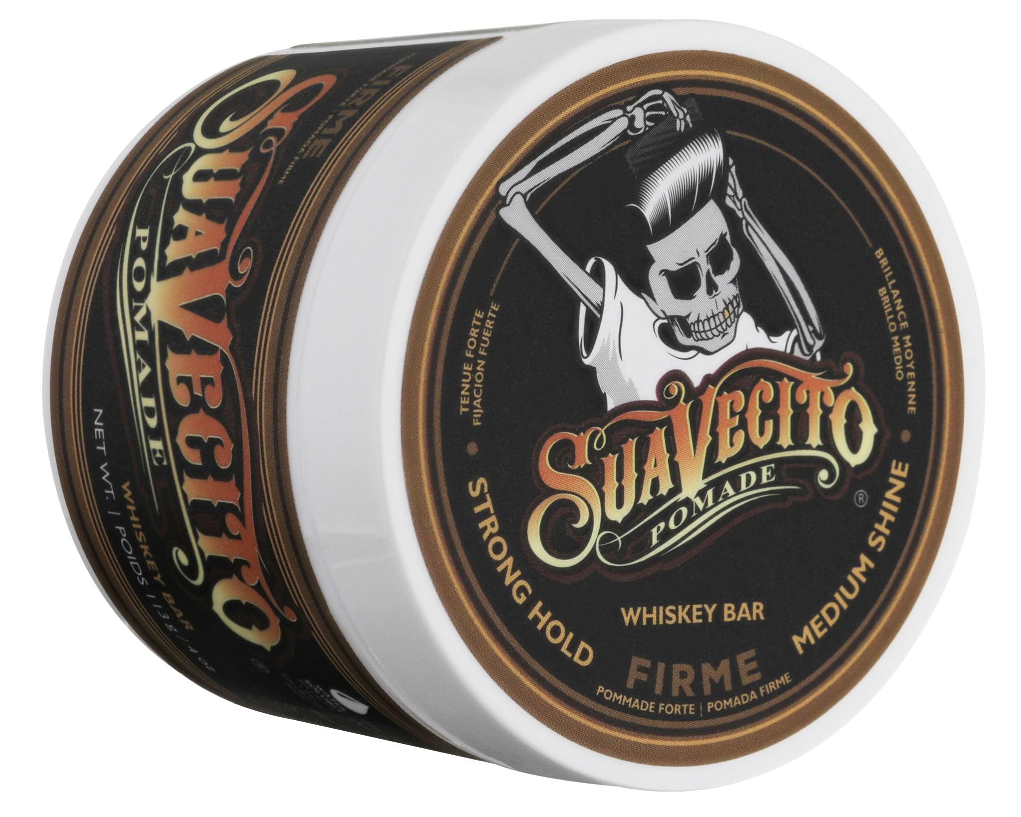Hair with natural shine after styling with Suavecito Pomade.