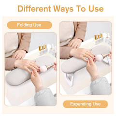 SUBAY Nail Arm Rest unfolded showing comfortable support during manicures.