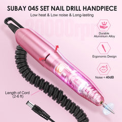 SUBAY nail drill six-hole bit insert design for quick bit changes.