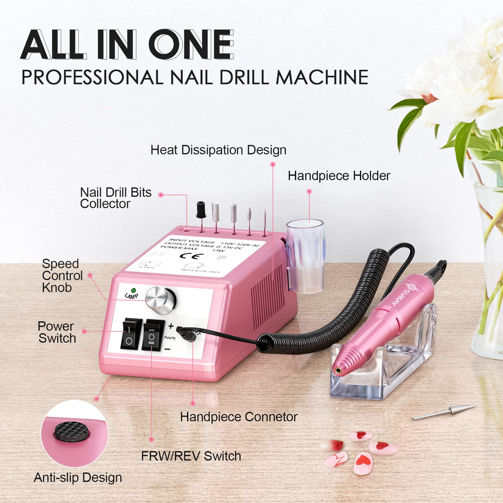 SUBAY nail drill speed control display shows rpm range for customizable results.