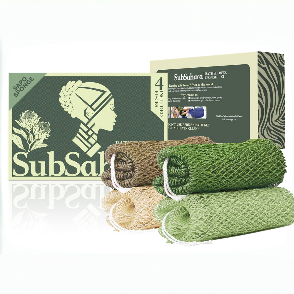SubSahara African Net Sponge authentic knots closeup for gentle exfoliation.