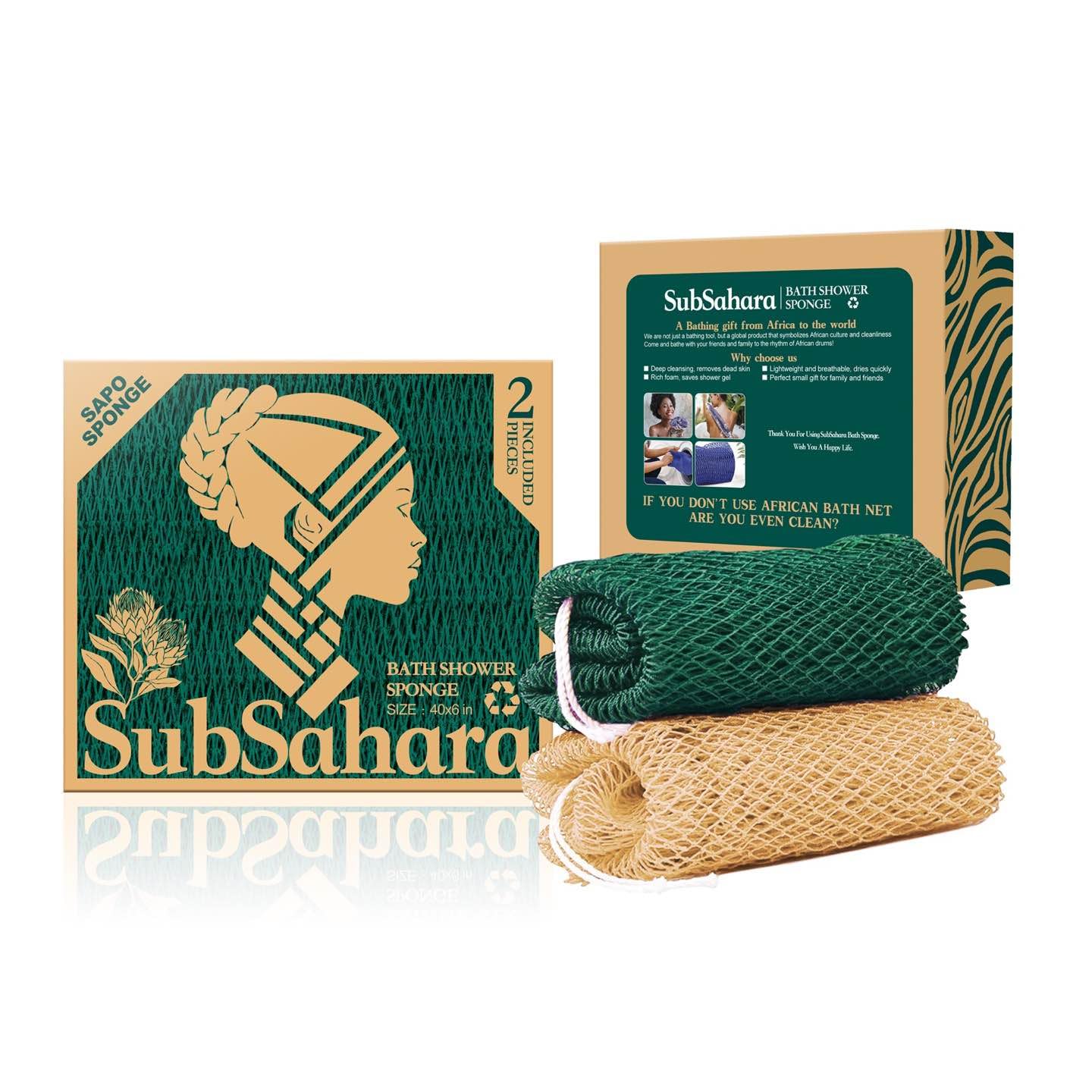 SubSahara net sponge with authentic knot pattern for gentle exfoliation and rich lather