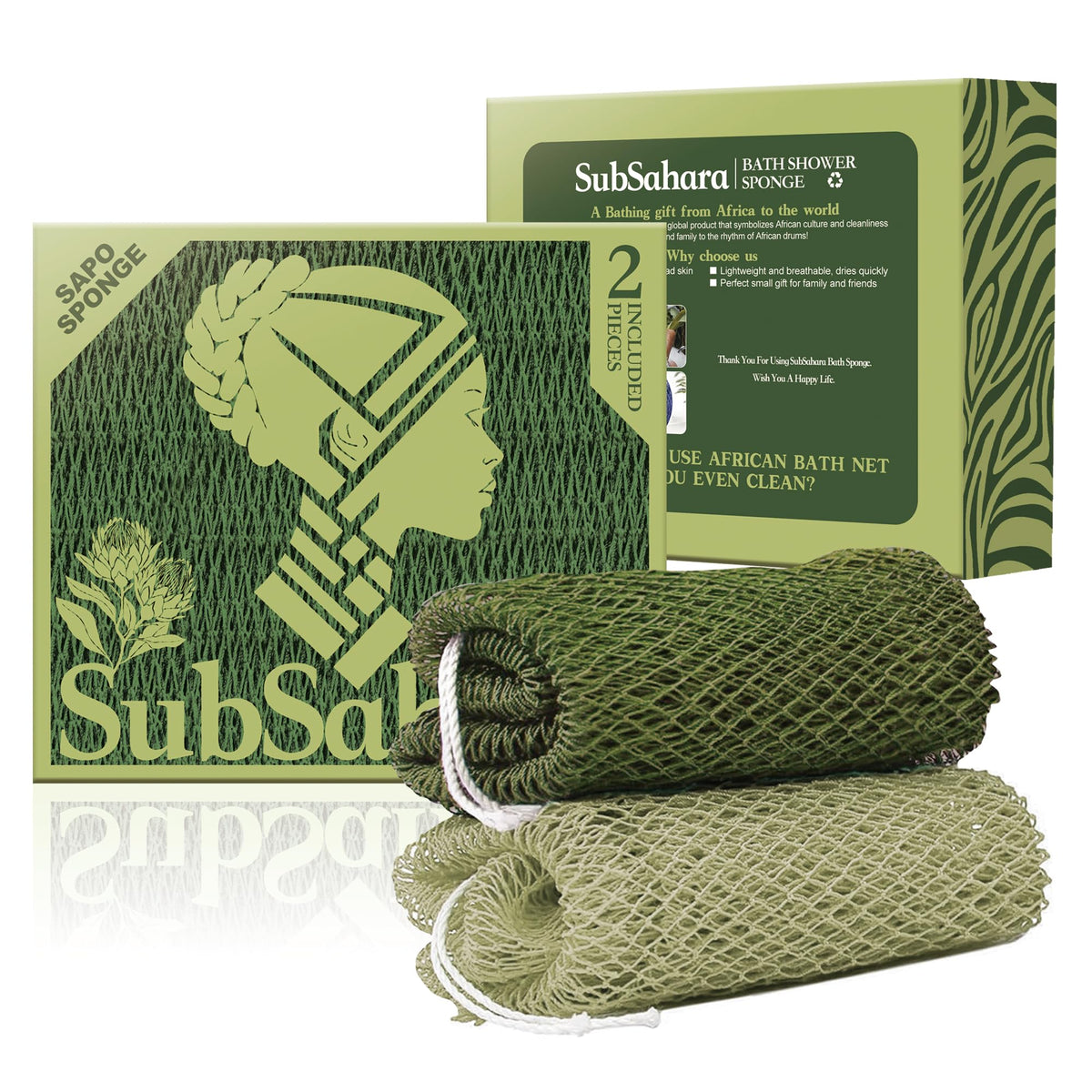 SubSahara authentic african net sponge knot-pattern delivers gentle exfoliation in the shower.