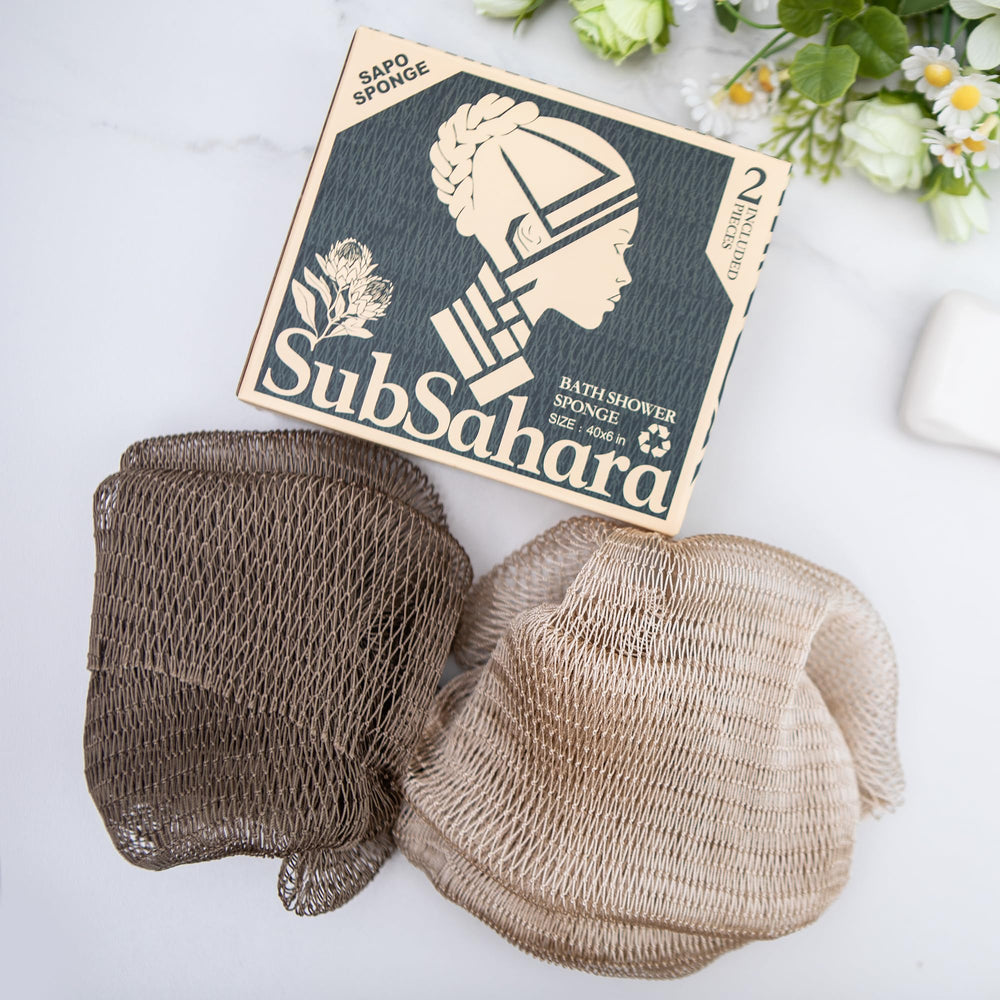 SubSahara net sponge knots closeup highlighting authentic knot pattern and textured exfoliation.